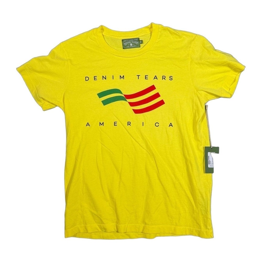 Denim Tears Ellis Tears Tee Yellow SS24TSS006 Mens Medium Made in USA NWT